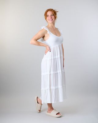 Imagen 2 del producto Vestido largo Smock Crep Blanco Polemic