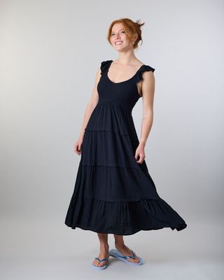 Imagen 1 del producto Vestido largo Smock Crep Negro Polemic