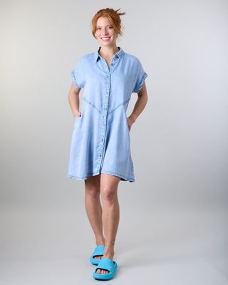 Imagen 1 del producto Vestido Tencel con botones camisero Celeste Polemic