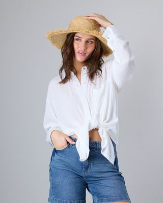 Blusa Mujer manga larga Relaxed Fit Blanco Polemic