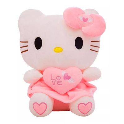 Juguete Peluche Hello Kitty Con Corazon 20cm Rosado Infantil