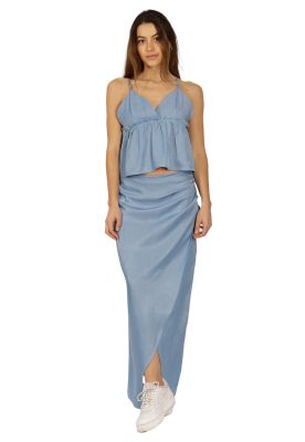 Falda Lety Pareo Celeste Divino Jeans