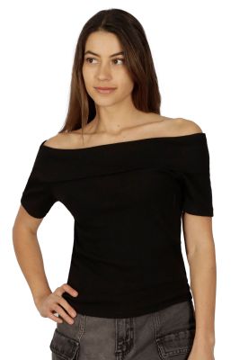 Polera Kiara I Doble Cuello Negra Divino Jeans