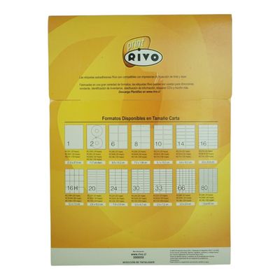 Imagen 2 del producto 400 ETIQUETAS 3,5X10,8CM RIVO RC216 25HJS CARTA BL