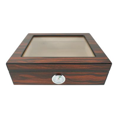 Imagen 2 del producto CAJA HUMIDOR DE PUROS MADERA CAOBA + HIGROMETRO Y CENICERO