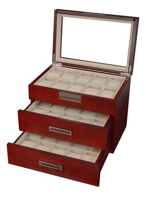 Caja 30 Relojes Madera Chapa De Roble Interior Terciopelo