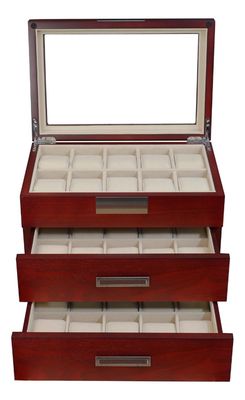 Imagen 2 del producto Caja 30 Relojes Madera Chapa De Roble Interior Terciopelo