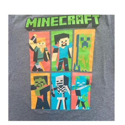 Imagen 2 del producto Polera Minecraft Personajes Panel Gris Niño