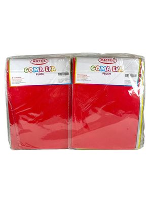 Pack 12 Set Goma Eva Plush 6 Colores - Artel (72 U