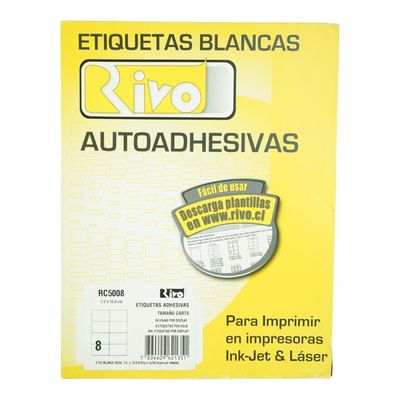 250 ETIQUETAS 7X10,8CM RIVO RC5008 50HJS CARTA BL