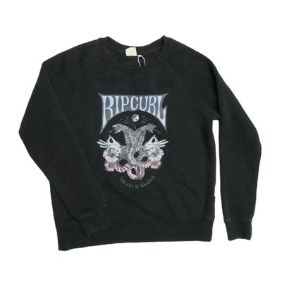 POLERON RIPCURL MUJER NEGRO ESTAMPADO SIN GORRO