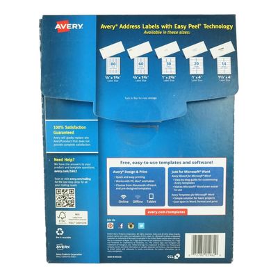 Imagen 2 del producto ETIQUETAS AVERY 3,4X10,2 CM AUTOADHESIVA 5962 CARTA