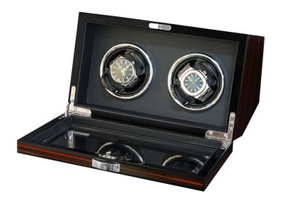 Caja Watch Winder Madera 2 Relojes Exhibidor Lujo