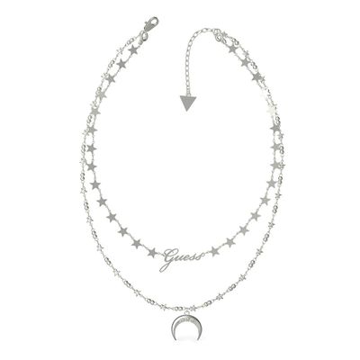 Collar Guess Luna Get Lucky Ubn29009 Plateado