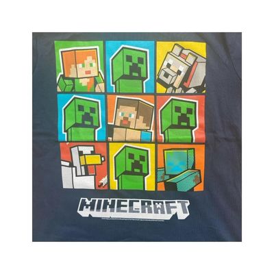 Imagen 2 del producto Polera Minecraft Cuadros Personajes Azul Hombre