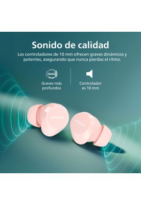 Imagen 2 del producto Audífonos Bluetooth Philips TAT1209 TWS Rosado