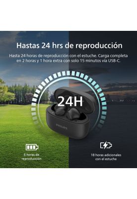 Imagen 2 del producto Audifonos Bluetooth Philips TAT1109 TWS Negro