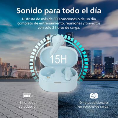 Imagen 2 del producto Audífonos Bluetooth Philips TAT1138 TWS Celeste