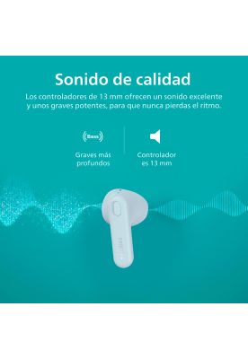 Imagen 2 del producto Audífonos Bluetooth Philips TAT1138 TWS Celeste