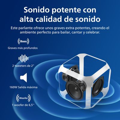 Imagen 2 del producto Parlante para Fiesta Karaoke Cubo Philips TAX7207 con 12 horas de batería, luz De Fiesta De 360°