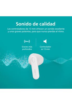 Imagen 2 del producto Audífonos Bluetooth Philips TAT1138 TWS Blanco