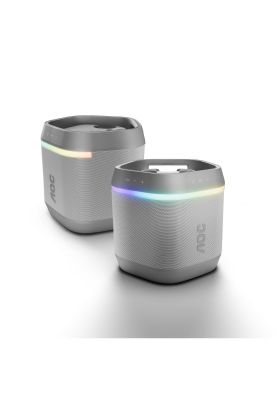 Pack 2 Parlantes Bluetooth AOC O3 Blanco con Portalatas para Fiesta