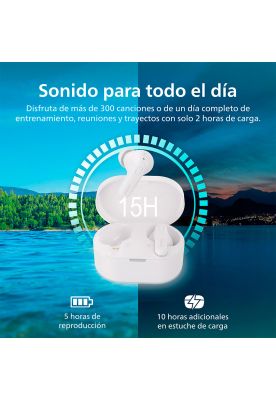 Imagen 2 del producto Audífonos Bluetooth Philips TAT1108 TWS Blanco