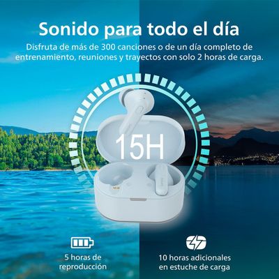 Imagen 2 del producto Audífonos Bluetooth Philips TAT1108 TWS Celeste