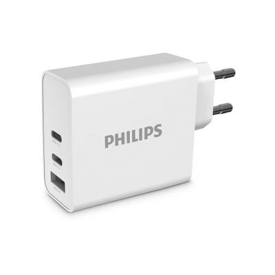 Cargador Philips 65W Carga Ultra Rápida 3 Puertos 2 USB-C + 1 USB-A