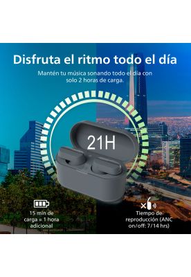 Imagen 2 del producto Audífonos Bluetooth Philips Noise Cancelling TAT3508 Negro