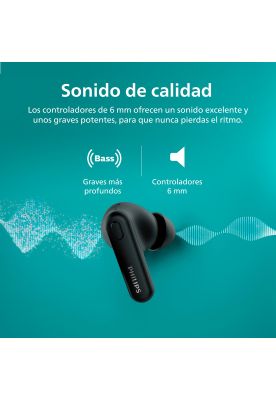 Imagen 2 del producto Audífonos Bluetooth Philips TAT1108 TWS Negro