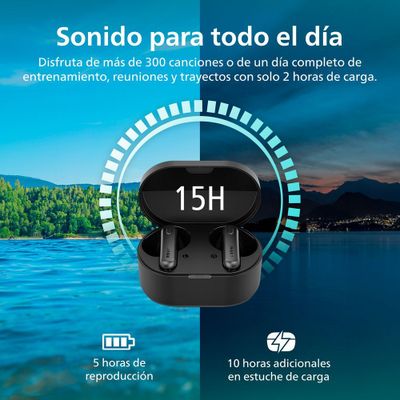 Imagen 2 del producto Audífonos Bluetooth Philips TAT1108 TWS Negro