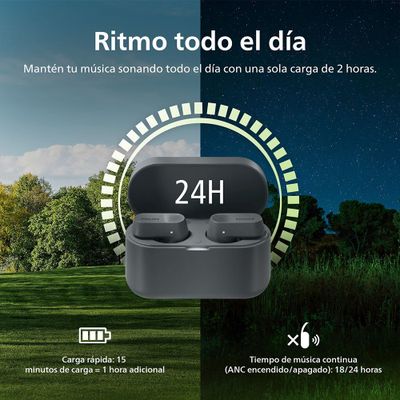 Imagen 2 del producto Audífonos Bluetooth Philips Noise Cancelling TAT3509 TWS Gris