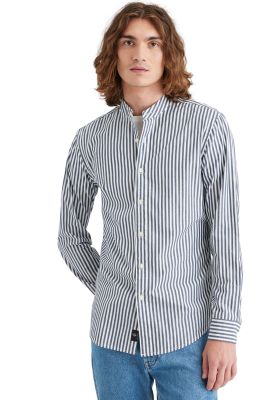 Camisa Hombre Band Collar Slim Fit Azul A7431-0002