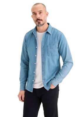 Camisa Hombre Original Slim Fit Azul Denim A1114-0172