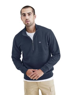 Sweater Hombre Quarter Zip Fleece Regular Fit Azul