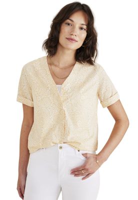 Blusa Mujer V Neck Button Up Regular Fit Amarilla A4269-0009