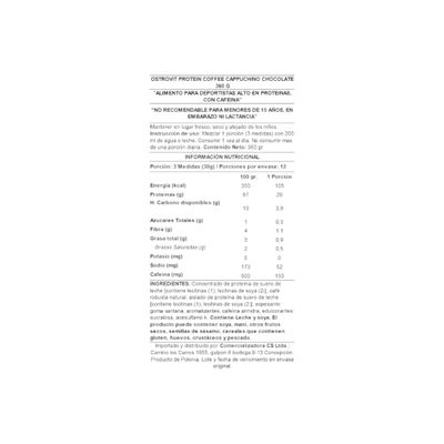 Imagen 2 del producto CAFE PROTEICO CAPUCCINO & CHOCOLATE 360G 12SV - OSTROVIT