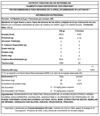 Imagen 2 del producto CREATINA MONOHIDRATADA 500GRS WATERMELON - OSTROVIT