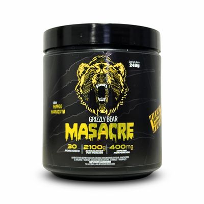 PRE ENTRENO MASACRE 240GR 30 SV MANGO MARACUYA- GRIZZLY BEAR