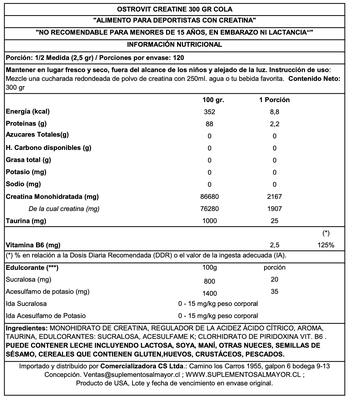 Imagen 2 del producto CREATINE MONOHYDRATADA 300GRS COLA - OSTROVIT