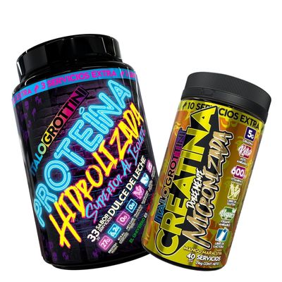 PROTEINA HIDROLIZADA DULCE DE LECHE 2,3 LB + CREATINA 40 SV MANGO MARACUYA