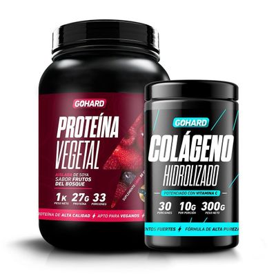 PACK PROTEINA VEGETAL FRUTOS DEL BOSQUE + COLAGENO HIDROLIZADO SIN SABOR - GOHARD