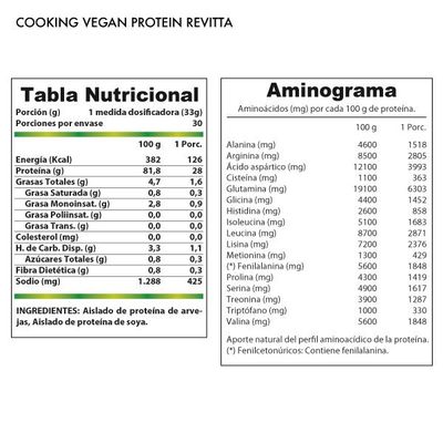 Imagen 2 del producto Proteina Vegana para cocinar Cooking Vegan Protein 1 kg. Revitta