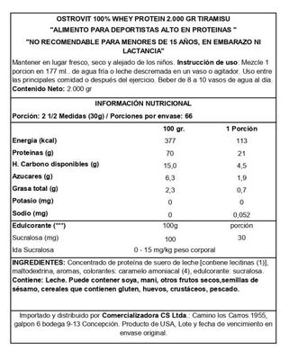 Imagen 2 del producto 100% Whey Protein 2000gr Tiramisü - Ostrovit