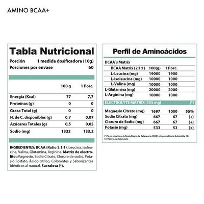 Imagen 2 del producto Amino BCAA Sabor Melon tuna 600 grs. 60 servicios