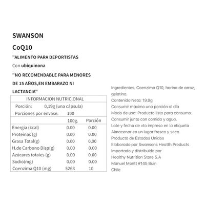 Imagen 2 del producto COENZIMA Q10 10MG 100 MINI CAPSULAS SWANSON