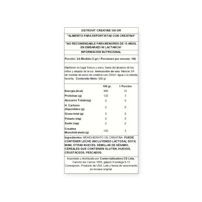 Imagen 2 del producto CREATINA MONOHIDRATADA 500GRS GREEN APPLE  - OSTROVIT