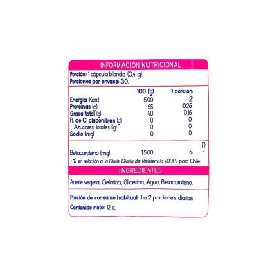 Imagen 2 del producto BETACAROTENO 30 CAPSULAS BLANDAS - SUPLALIM