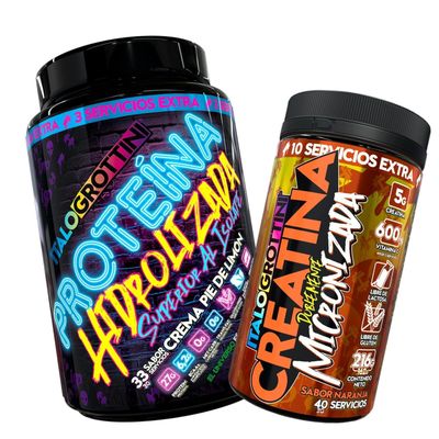 PROTEINA HIDROLIZADA PIE DE LIMÓN 2,3 LB + CREATINA 40 SV NARANJA